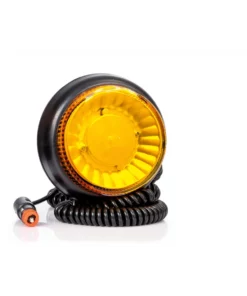Yellow LED warning beacon, double flash, portable version mounted on a magnet pad.